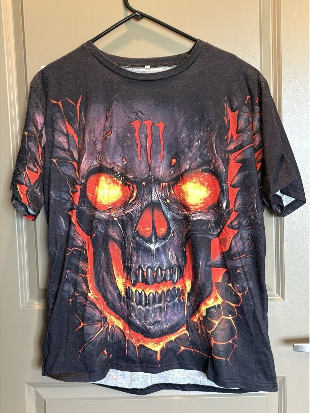 Men’s Flaming Skull T-Shirt, XL